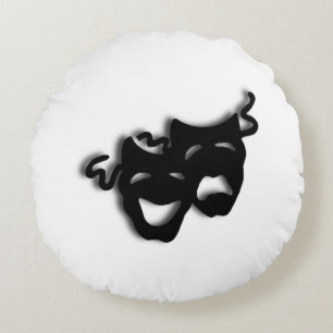 Comedy and Tragedy Theatre Masks Round Pillow