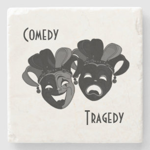 Comedy and Tragedy Theatre Masks Stone Coaster