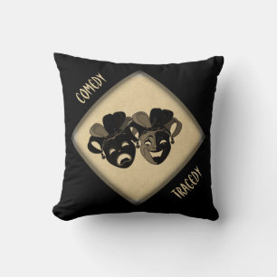 Comedy and Tragedy Theatre Masks Throw Pillow