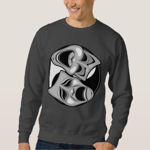 Comedy and Tragedy Theatre Masks Yin Yang Design Sweatshirt