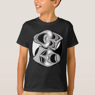 Comedy and Tragedy Theatre Masks Yin Yang Design T-Shirt