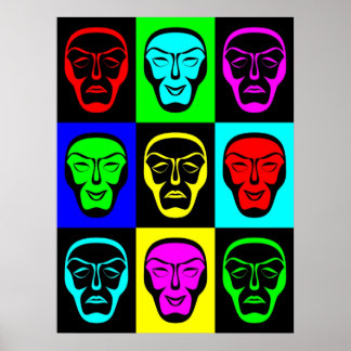 Comedy and Tragedy Theatrical Masks Poster