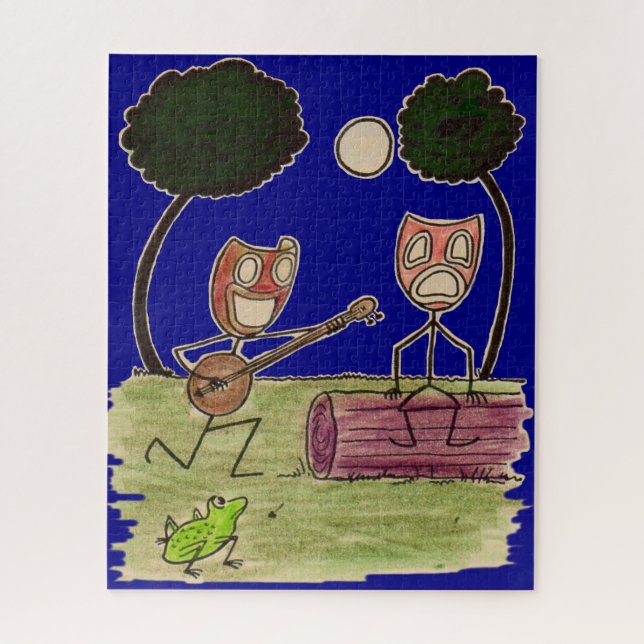Comedy serenades Tragedy by the full moon Jigsaw Puzzle (Vertical)