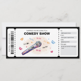 Comedy Show Gift Voucher, Stand Up Comedy Ticket Invitation