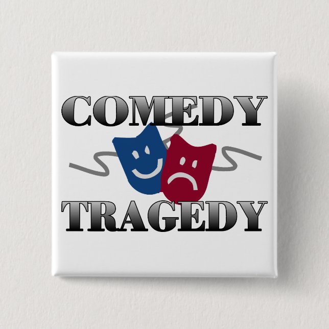 Comedy Tragedy 2 Inch Square Button (Front)