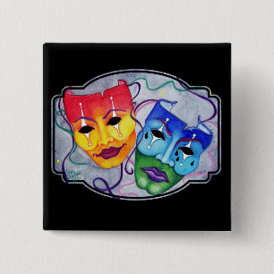Comedy & Tragedy 2 Inch Square Button