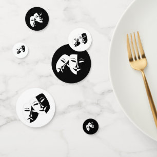 Comedy Tragedy Black and White Theatre Mask Confetti