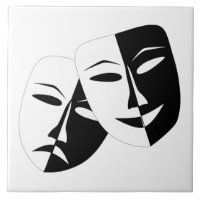 Comedy Tragedy Black and White Theatre Mask