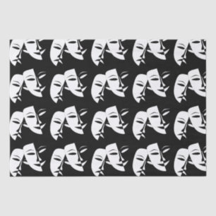 Comedy Tragedy Black and White Theatre Mask  Tissue Paper