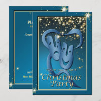 Comedy Tragedy Blue Theatre Mask Christmas Invite