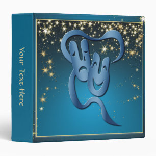 Comedy Tragedy Blue Theatre Mask Custom Binder