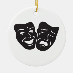 Comedy Tragedy Drama Theatre Masks Ceramic Ornament