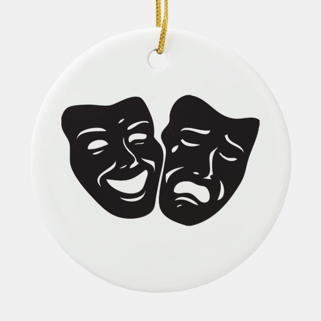 Comedy Tragedy Drama Theatre Masks Ceramic Ornament (Front)