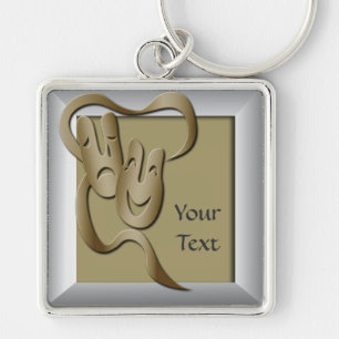 Comedy Tragedy Gold Theatre Mask Premium Key Keychain