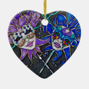 Comedy/Tragedy Jester Masks Ceramic Ornament