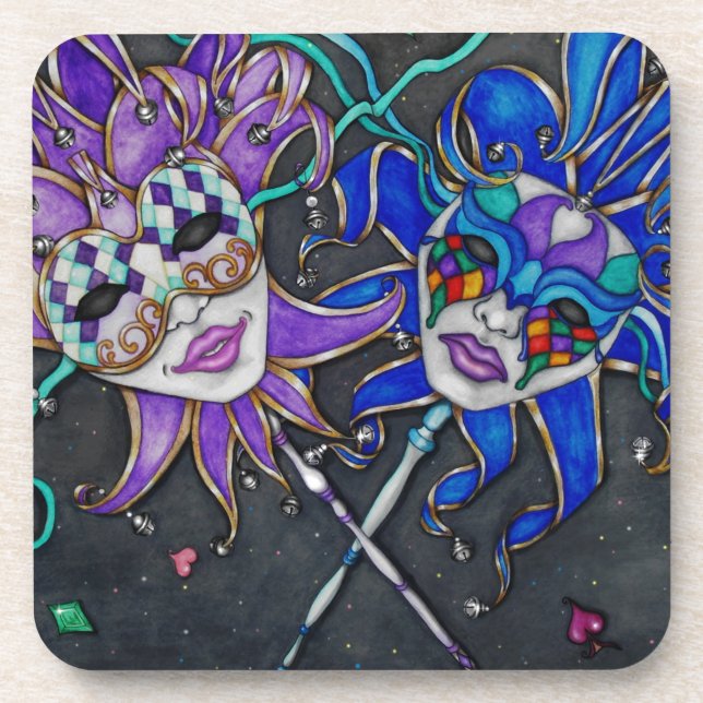 Comedy/Tragedy Jester Masks Coaster (Front)
