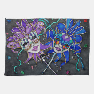 Comedy/Tragedy Jester Masks Kitchen Towel