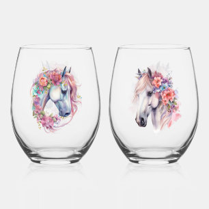 Comedy/Tragedy Masks Drinkware Set Stemless Wine Glass