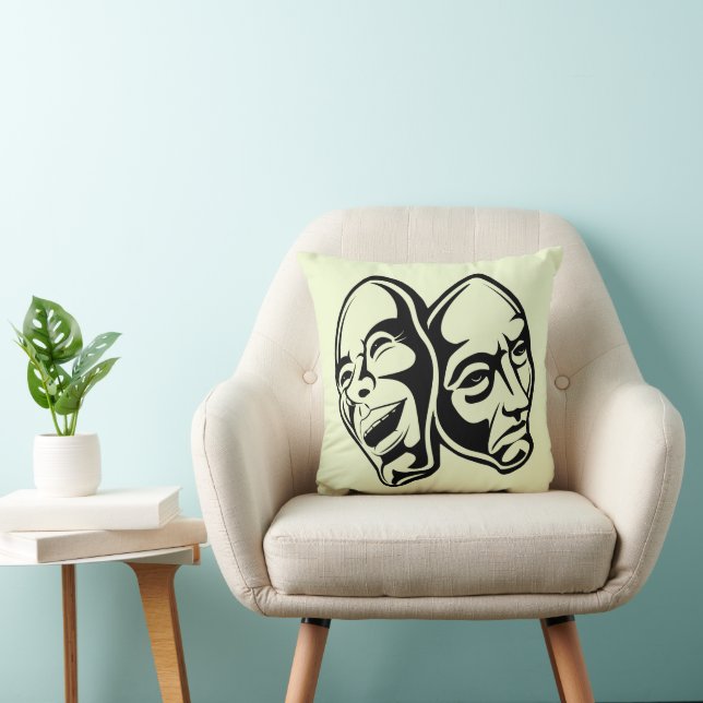 Comedy Tragedy masks masquerade still life art  Throw Pillow (Chair)