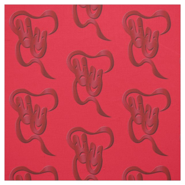 Comedy Tragedy Red Pima Cotton Fabric (Swatch)