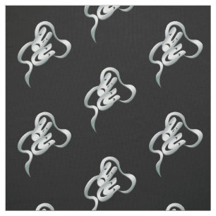 Comedy Tragedy Silver Black Fabric