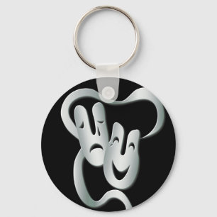 Comedy Tragedy Theatre Mask Black White Basic Keychain
