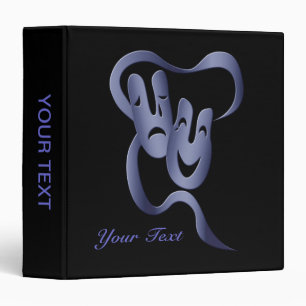 Comedy Tragedy Theatre Mask Blue/Black Binder