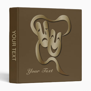 Comedy Tragedy Theatre Mask Gold/Brown Binder