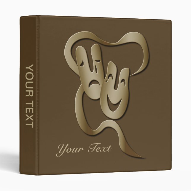 Comedy Tragedy Theatre Mask Gold/Brown Binder (Front/Spine)
