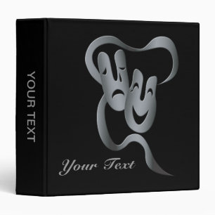 Comedy Tragedy Theatre Mask Grey/Black Binder