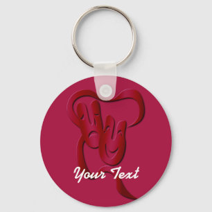Comedy Tragedy Theatre Mask Red Basic Custom BK Keychain