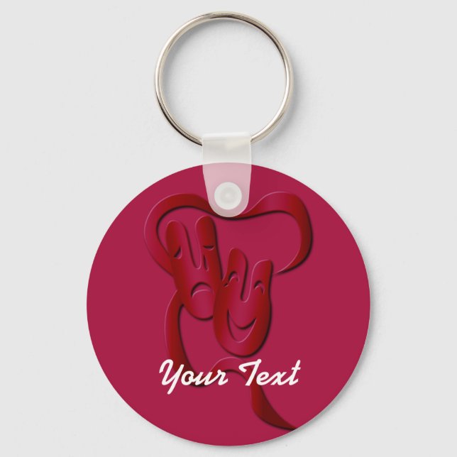 Comedy Tragedy Theatre Mask Red Basic Custom BK Keychain (Front)