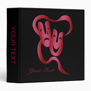 Comedy Tragedy Theatre Mask Red/Black Binder