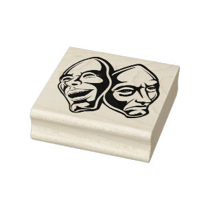 Comedy Tragedy theatre masks masquerade still life Rubber Stamp