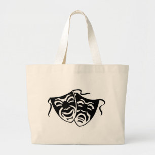 comedy_tragedyq large tote bag