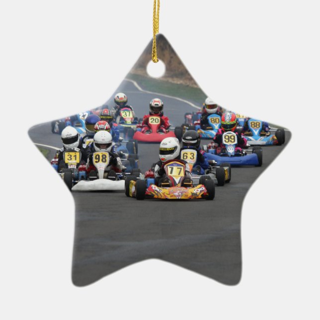 Comer cadet go karting kart race ceramic ornament (Front)