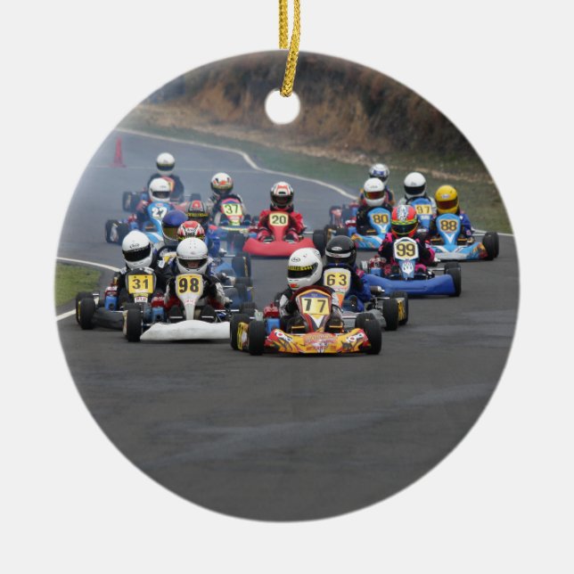 Comer cadet go karting kart race ceramic ornament (Front)