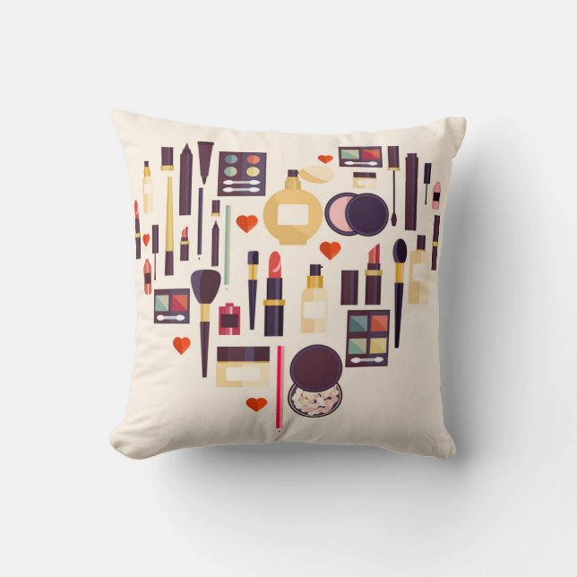 Comestics Heart Throw Pillow (Front)