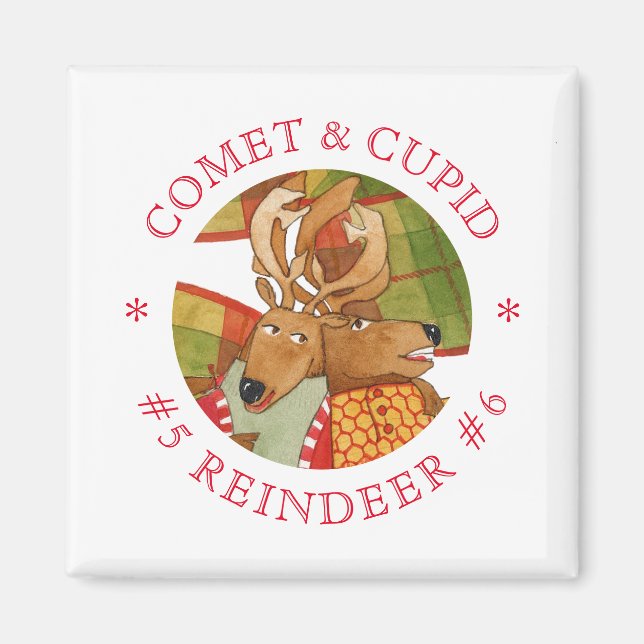 COMET CUPID REINDEER Square Magnet (Front)