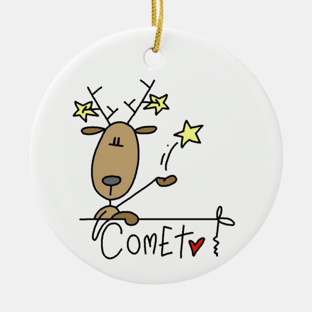 Comet Reindeer Christmas Tshirts and Gifts Ceramic Ornament (Front)