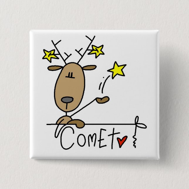 Comet Reindeer Tshirts and Gifts 2 Inch Square Button (Front)