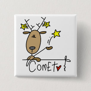 Comet Reindeer Tshirts and Gifts 2 Inch Square Button