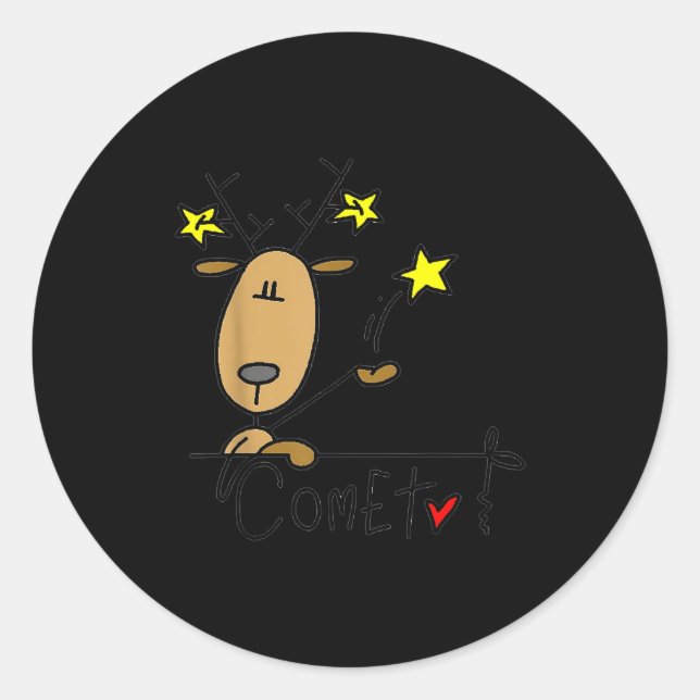 Comet Santas Reindeer Christmas Holiday  Classic Round Sticker (Front)