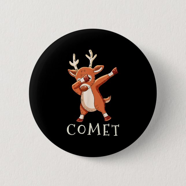 Comet Santas Reindeers Family Matching Outfit Chri 2 Inch Round Button (Front)