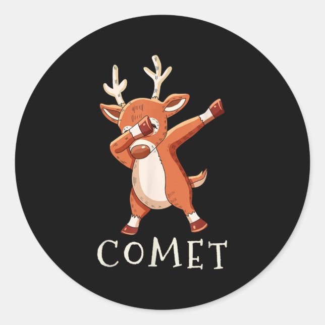 Comet Santas Reindeers Family Matching Outfit Chri Classic Round Sticker (Front)