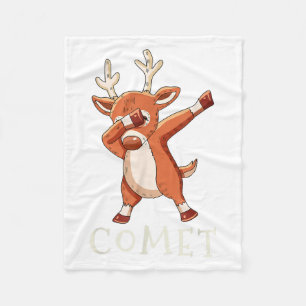 Comet Santas Reindeers Family Matching Outfit Chri Fleece Blanket