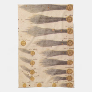 Comets by Stanislaw Lubieniecki, Vintage Astronomy Kitchen Towel
