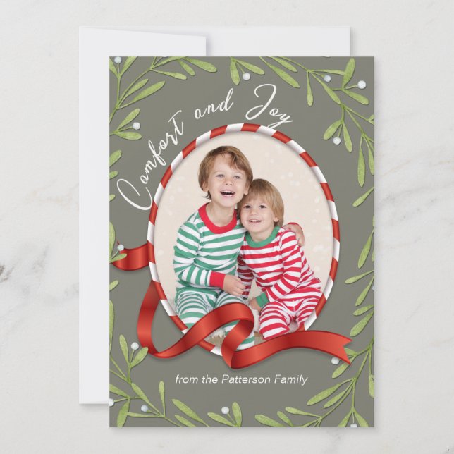 Comfort and Joy Holiday Photo Card (Front)