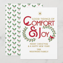 Comfort and Joy Merry Christmas Flat Holiday Card