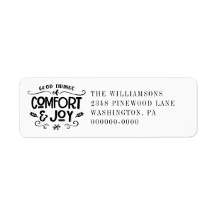 Comfort and Joy Modern Handlettered Return Address